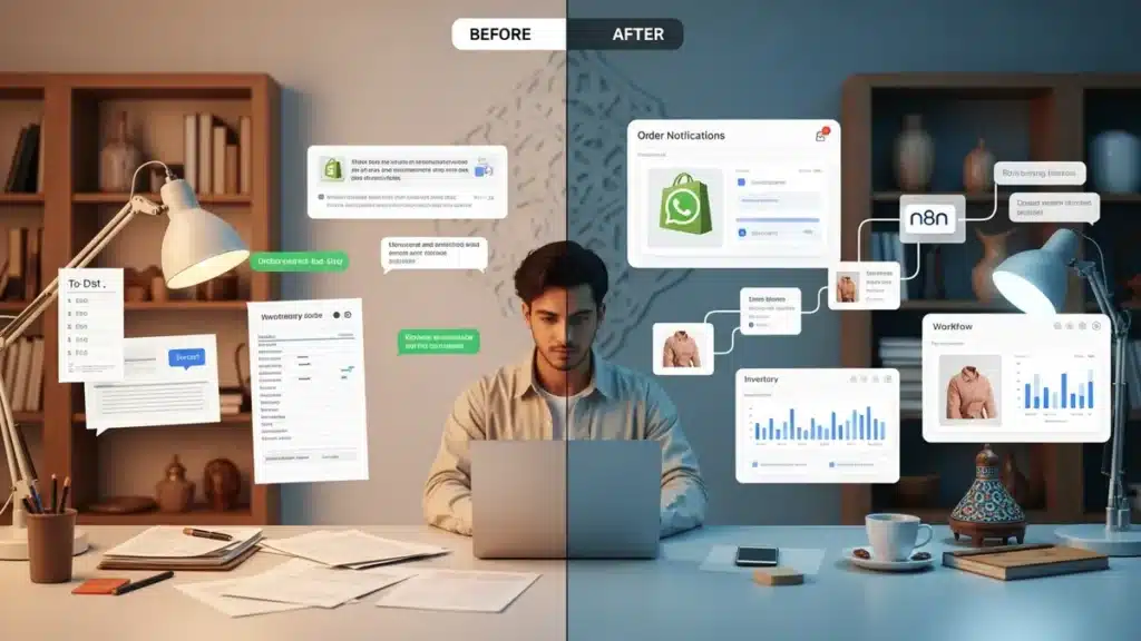 Automatisation e-commerce Maroc - comparaison avant après pour PME