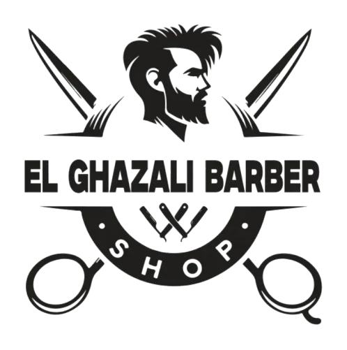 Logo El Ghazali Barber Shop Agadir - salon de coiffure homme avec design ciseaux et lames